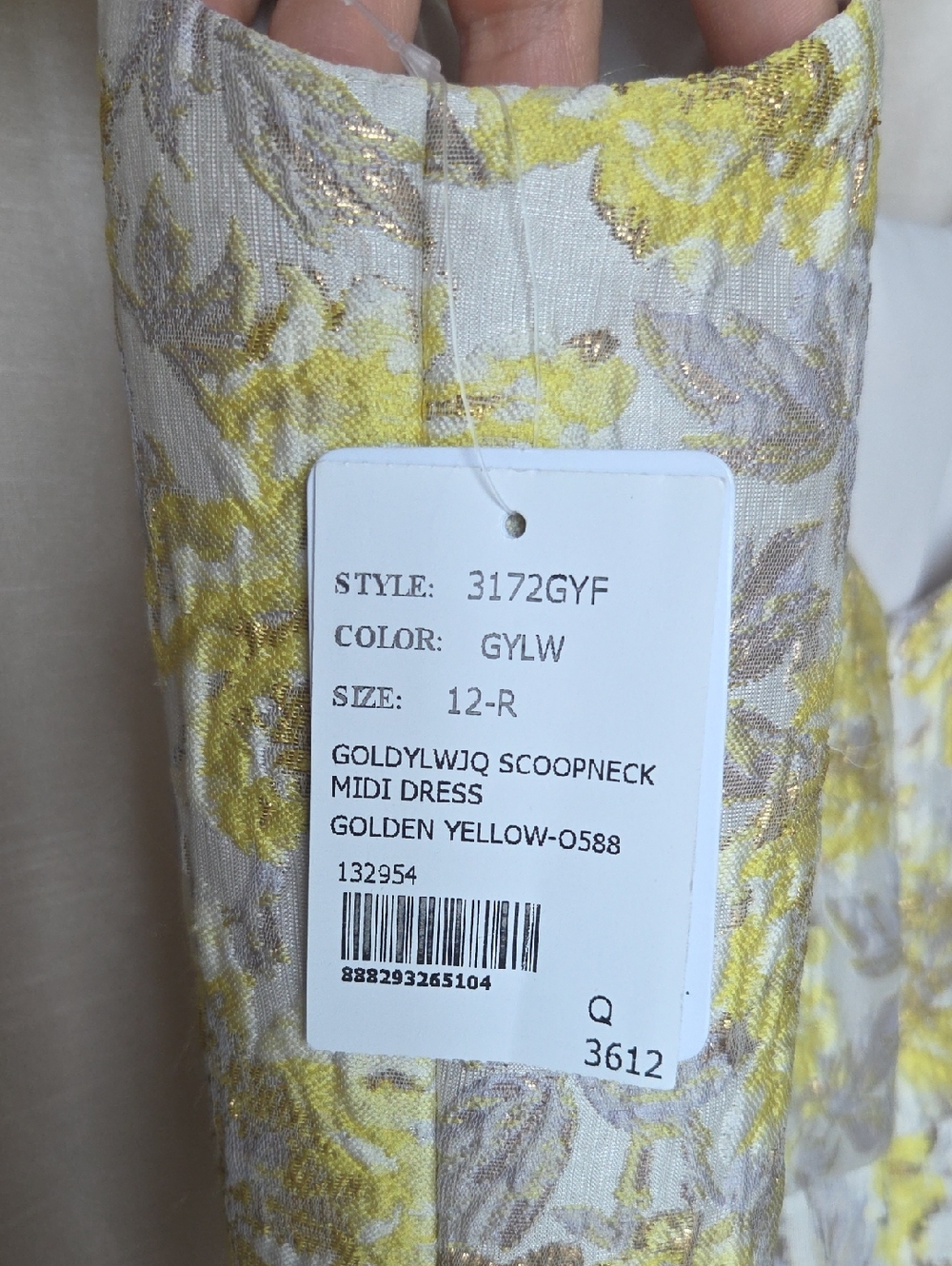 Dessy Yellow Floral Cocktail Dress Size 12 - Picture 5 of 6